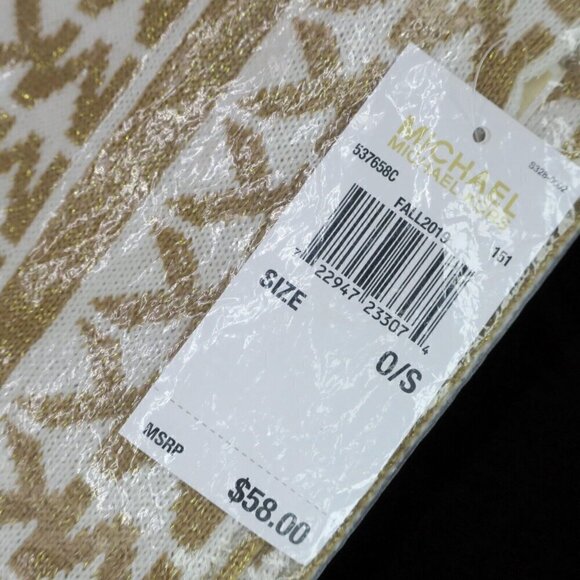 Michael Kors Signature Brown Gold Scarf Acrylic MK Multi-Logo 2019 NEW $58 - Picture 2 of 3